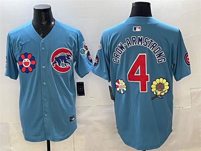 Men's Chicago Cubs #4 Pete Crow-Armstrong Blue 2025 Tokyo Series 2nd Alternate Limited Stitched Baseball Jersey