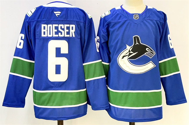 Men's Vancouver Canucks #6 Brock Boeser Royal 2024-25 Home Stitched Hockey Jersey