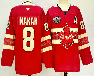 Men's Canada Hockey #8 Cale Makar Red 2025 4 Nations Face Off Authentic Jersey