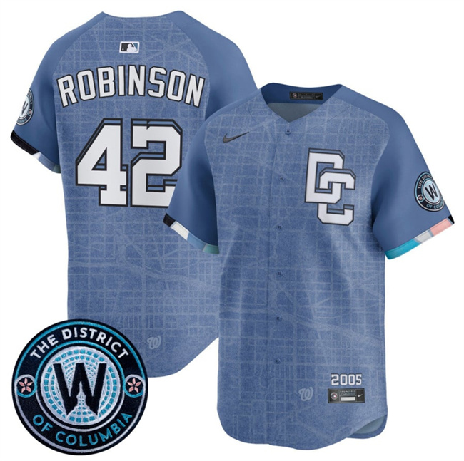 Men's Washington Nationals #42 Jackie Robinson Blue 2025 City Connect Limited Stitched Baseball Jersey