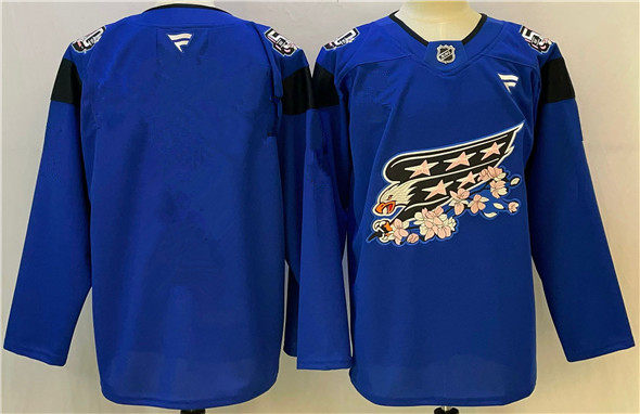 Men's Washington Capitals Blank Blue Cherry Blossom Stitched Hockey Jersey
