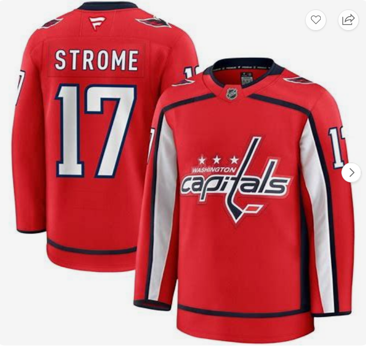 Men's Washington Capitals #17 Dylan Strome Red 2024-25 Home Stitched Hockey Jersey