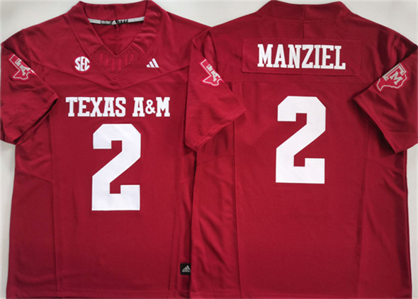 Men's Texas A&M Aggies Lions #2 Johnny Manziel Red 2025 F.U.S.E. Stitched Jersey