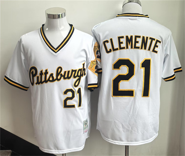 Men's Pittsburgh Pirates #21 Roberto Clemente White Stitched Baseball Jersey