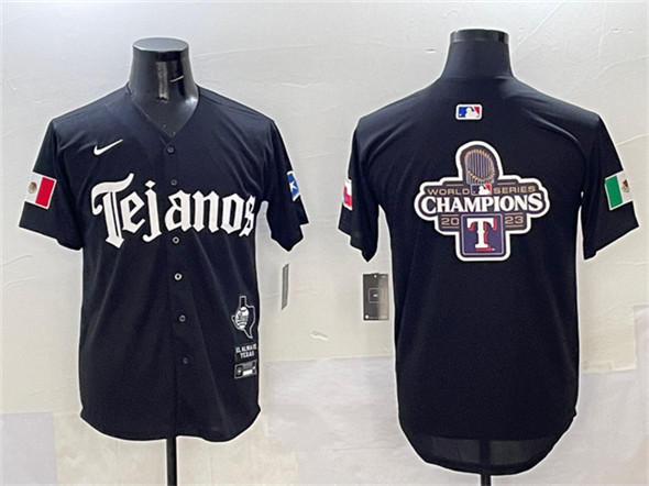 Men's Texas Rangers Team Big Logo Black Mexico 2025 Vapor Premier Limited Stitched Baseball Jerseys