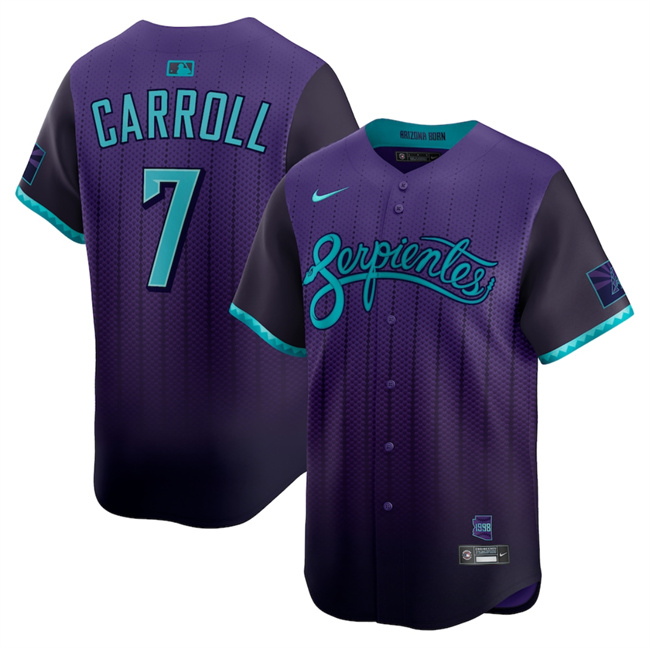 Men's Arizona Diamondbacks #7 Corbin Carroll Purple 2025 City Connect Limited Stitched Baseball Jersey