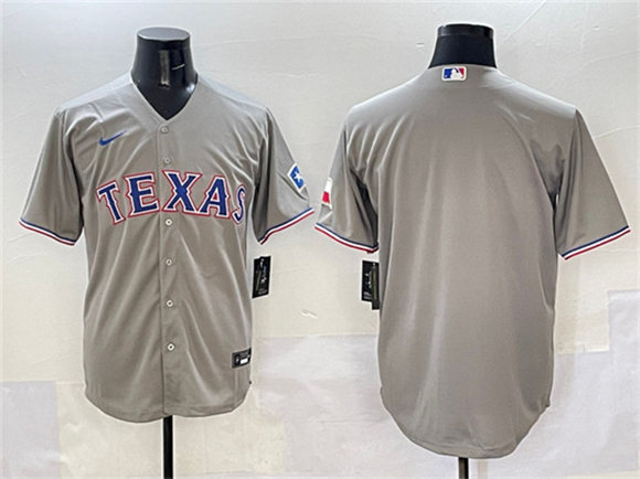 Men's Texas Rangers Blank Gray With Patch Cool Base Stitched Baseball Jersey