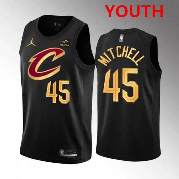 Youth Cleveland Cavaliers #45 Donovan Mitchell Black Stitched Jersey