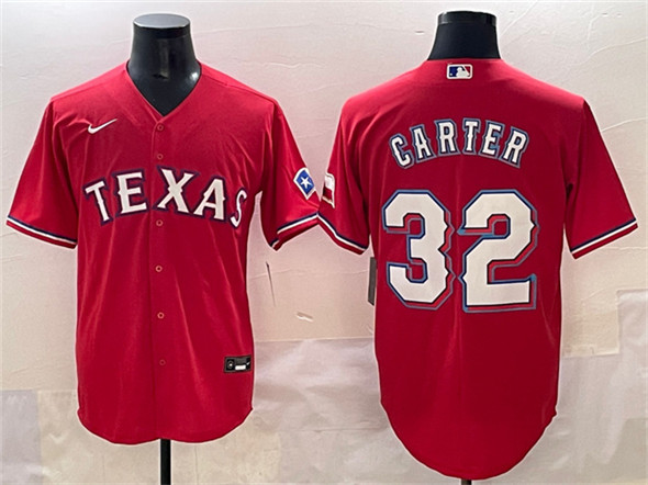 Men's Texas Rangers #32 Evan Carter Red Cool Base Stitched Baseball Jersey
