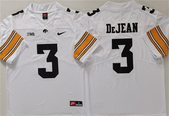 Men's Iowa Hawkeyes #3 Cooper DeJean White Stitched Jersey