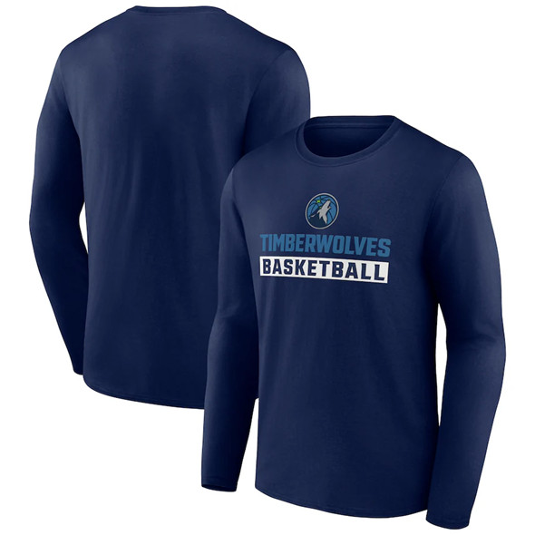 Men's Minnesota Timberwolves Navy Let's Go Long Sleeve T-Shirt
