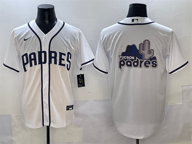 Men's San Diego Padres Team Big Logo White Cool Base Stitched Baseball Jersey