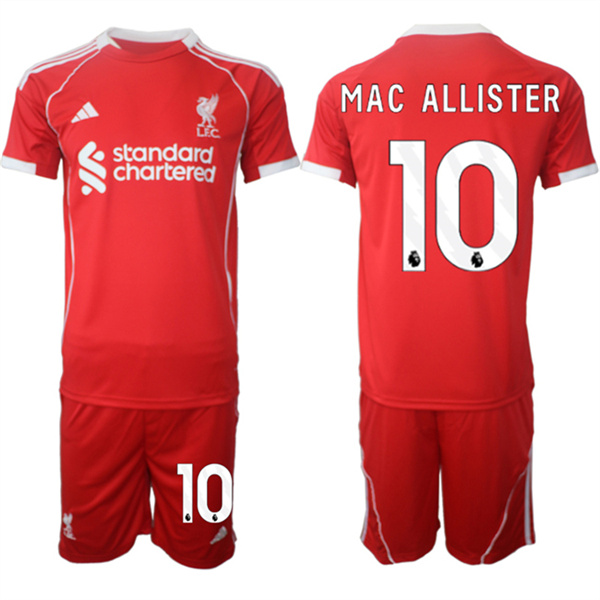 Men's Liverpool #10 Alexis Mac Allister 2025 Red Home Soccer Jersey Suit