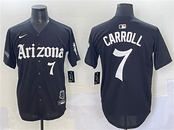 Men's Arizona Diamondbacks #7 Corbin Carroll Black 'Gothic Desert Fang Edition' Vapor Limited Stitched Baseball Jersey