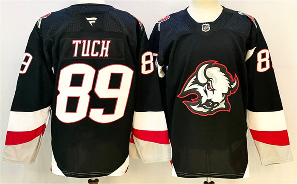 Men's Buffalo Sabres #89 Alex Tuch Black 2024-25 Alternate Stitched Hockey Jersey