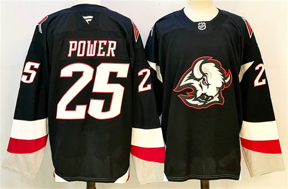 Men's Buffalo Sabres #25 Owen Power Black 2024-25 Alternate Stitched Hockey Jersey