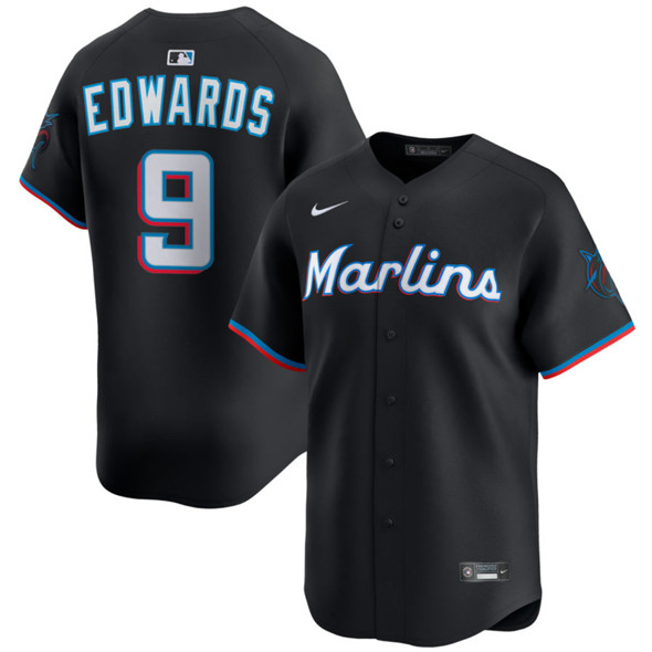 Men's Miami Marlins #9 Xavier Edwards Black 2024 Alternate Limited Stitched Baseball Jersey