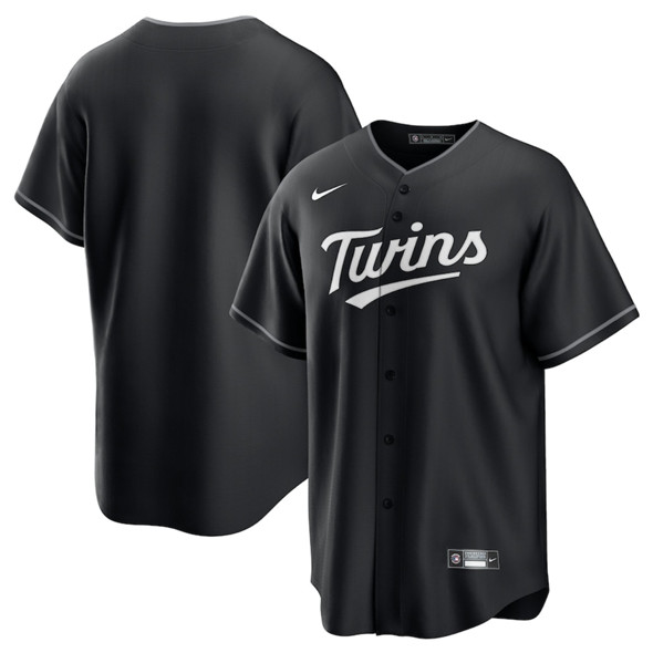 Men's Minnesota Twins Blank Black Lights Out Limited Stitched Baseball Jersey