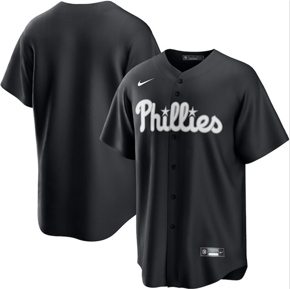 Men's Philadelphia Phillies Blank Black Lights Out Limited Stitched Baseball Jersey
