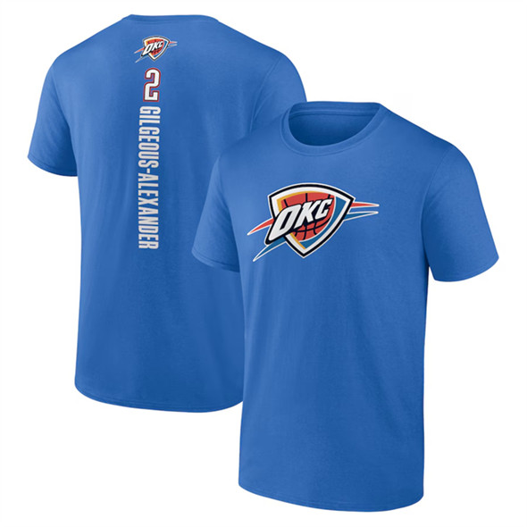 Men's Oklahoma City Thunder #2 Shai Gilgeous-Alexander Blue Playmaker Name & Number T-Shirt