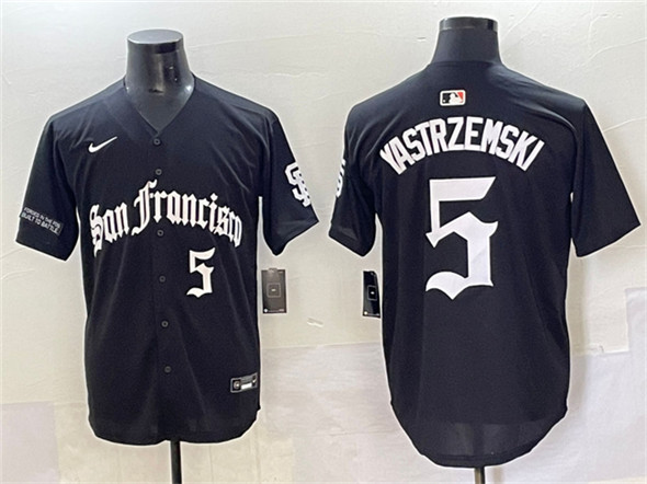 Men's San Francisco Giants #5 Mike Yastrzemski Black 'Gothic Fog Edition' Vapor Premier Limited Stitched Baseball Jersey