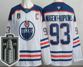 Men's Edmonton Oilers #93 Ryan Nugent Hopkins White 2025 Stanley Cup Final Authentic Jersey