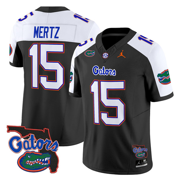 Men's Florida Gators #15 Graham Mertz Black Alternate 2024 F.U.S.E. Florida Patch Vapor Limited Stitched Football Jersey