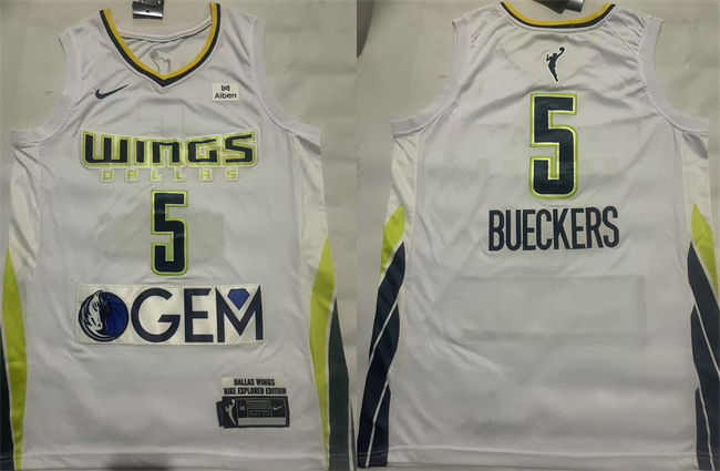 Men's Dallas Wings #5 Paige Bueckers White 2025 Stitched Basketball Jersey