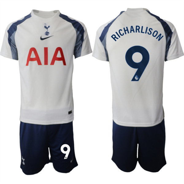 Men's Tottenham Hotspur #9 Richarlison 2025-26 White Home Soccer Jersey Suit