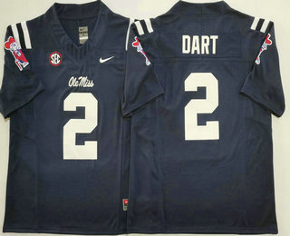 Men's Ole Miss Rebels #2 Jaxson Dart Navy Blue 2025 FUSE College Football Jersey