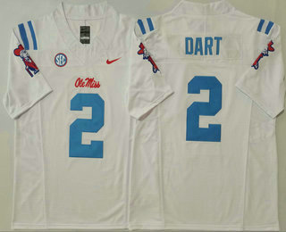 Men's Ole Miss Rebels #2 Jaxson Dart White 2025 FUSE College Football Jersey