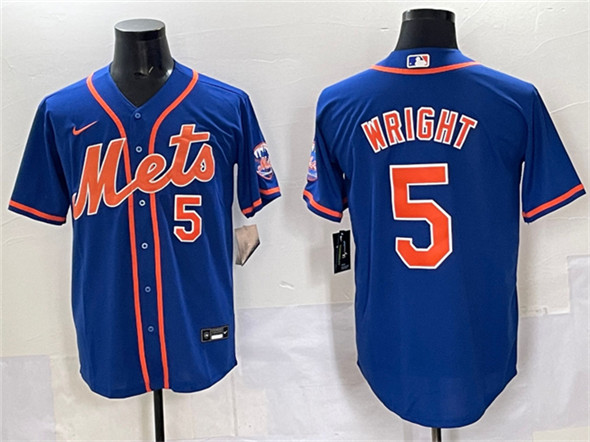 Men's New York Mets #5 David Wright Blue Cool Base Stitched Baseball Jersey