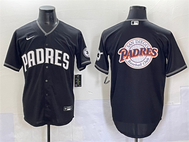 Men's San Diego Padres Team Big Logo Black Stitched Baseball Jersey