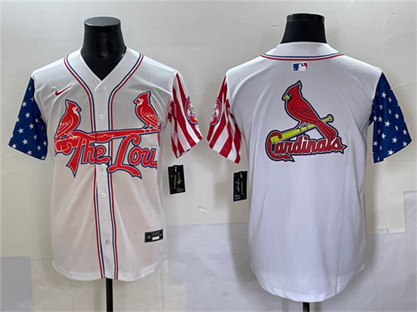 Men's St. Louis Cardinals Team Big Logo White Independence Day Vapor Premier Limited Stitched Baseball Jerseys