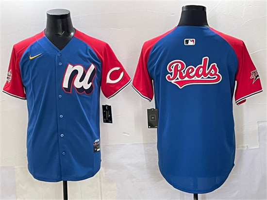 Men's National League Cincinnati Reds Team Big Logo Blue Red Alternate 2025 All-Star Edition Limited Stitched Baseball Jersey