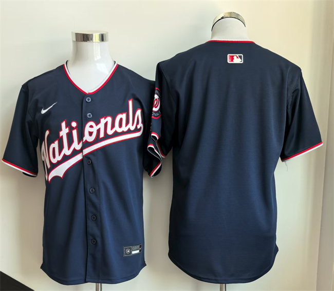 Men's Washington Nationals Blank Navy Stitched Baseball Jersey
