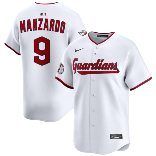 Men's Cleveland Guardians #9 Kyle Manzardo White Home Limited Stitched Baseball Jersey