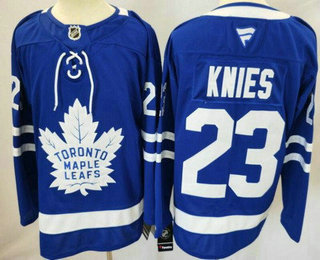 Men's Toronto Maple Leafs #23 Matthew Knies Blue Authentitc Jersey