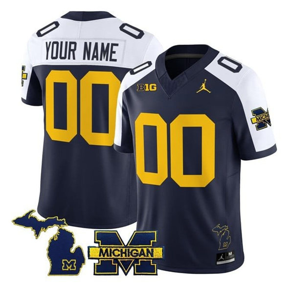 Men's Michigan Wolverines ACTIVE PLAYER Custom Navy Alternate F.U.S.E. 2025 Vapor Stitched Football Jersey