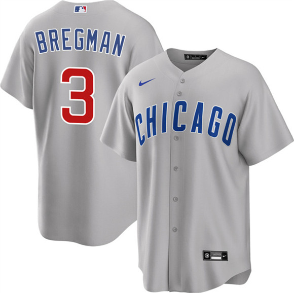 Men's Chicago Cubs #3 Alex Bregman Gray 2026 Cool Base Limited Stitched Baseball Jersey