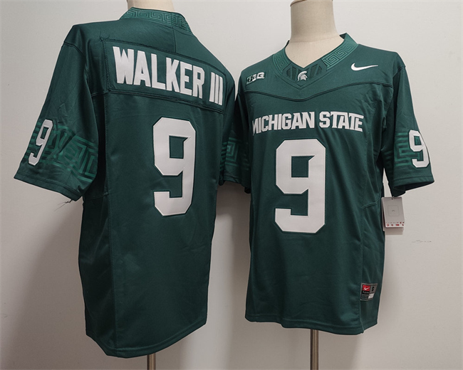 Men's Michigan State Spartans Green #9 WALKER III Green F.U.S.E. Stitched Jersey