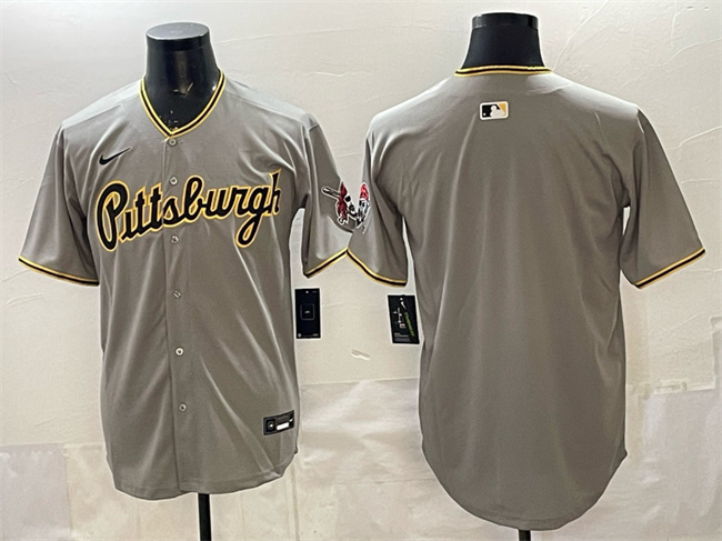 Men's Pittsburgh Pirates Blank Gray Limited Stitched Baseball Jersey