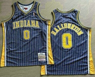 Men's Indiana Pacers #0 Tyrese Haliburton Black Stripes Hollywood Classic Throwback AU Jersey