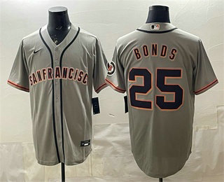 Men's San Francisco Giants #25 Barry Bonds Gray Cool Base Jersey