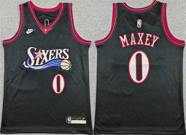 Youth Philadelphia 76ers #0 Tyrese Maxey Black 2025-26 Classic Edition Stitched Jersey