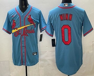 Men's St Louis Cardinals #0 Masyn Winn Blue Cool Base Jersey