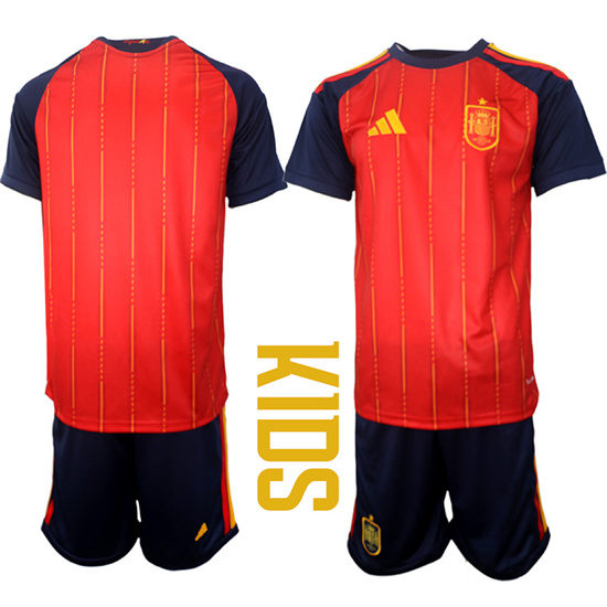 Youth Spain Blank National Team FIFA x World Cup 2026 Home Red On Field Kids Jerseys