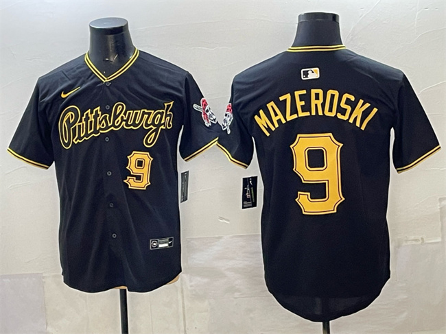 Men's Pittsburgh Pirates #9 Bill Mazeroski Black Limited Stitched Baseball Jersey