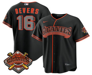 Men's San Francisco Giants #16 Rafael Devers Black 2026 Alternate Stadium Stitched Jersey