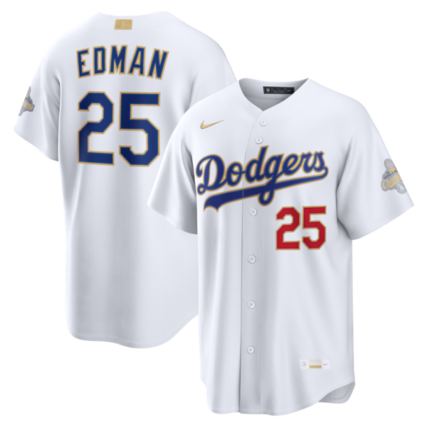 Men's Los Angeles Dodgers #25 Tommy Edman Nike White 2026 Gold Collection Stadium Jersey
